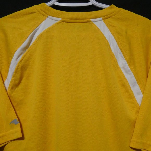 ATHLETIC WORKS | medium| Yellow Exercise Tee | White Stripes | Black Mesh Sides - Picture 8 of 10